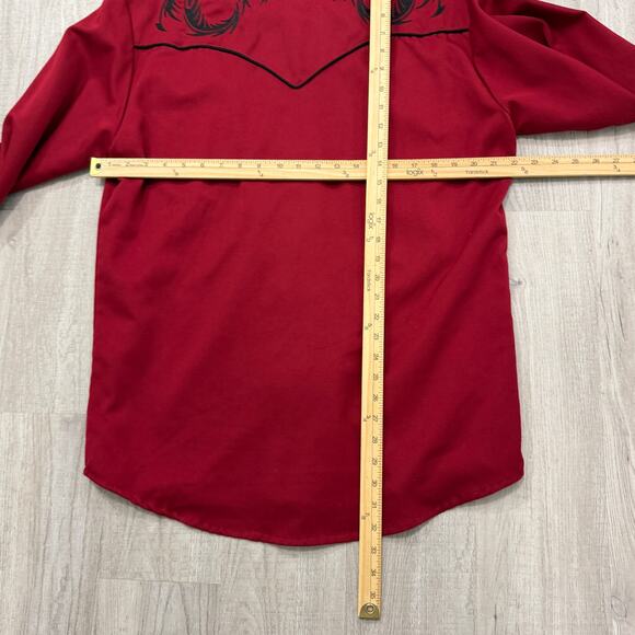 Vintage Scully Western Dragon Button Shirt Medium Red Embroidered Rockabilly - Picture 10 of 11